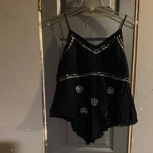 52 Weekends Black Floral Embroidered Camisole